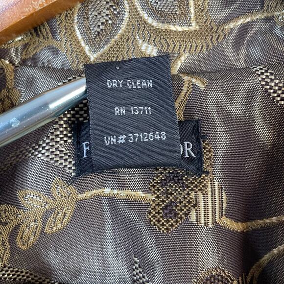 Field Manor Vintage Y2K Gold Brocade Floral Regency Ornate Long Jacket womens L - Picture 13 of 13